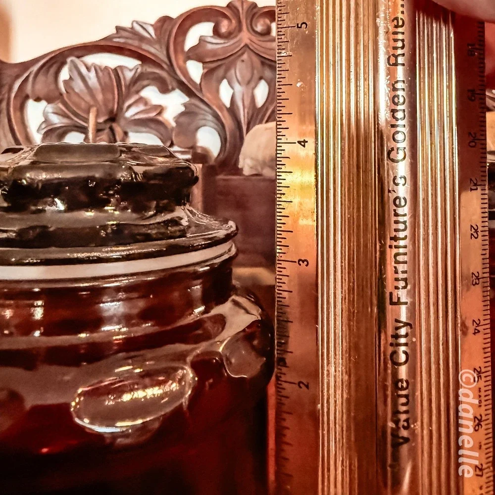 Vintage Amber Brown Glass Apothecary Jar Canisters with  Matching Lid